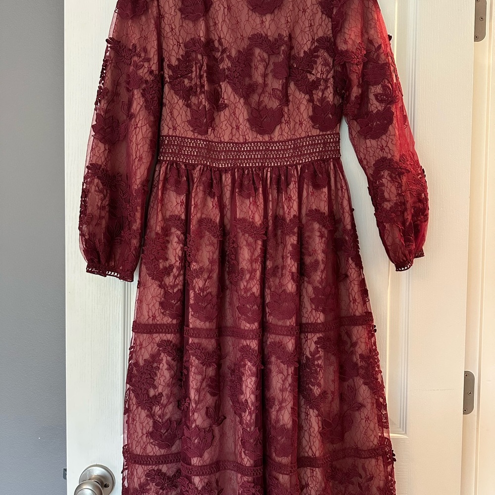 Elegant Burgundy Lace Kids Dress